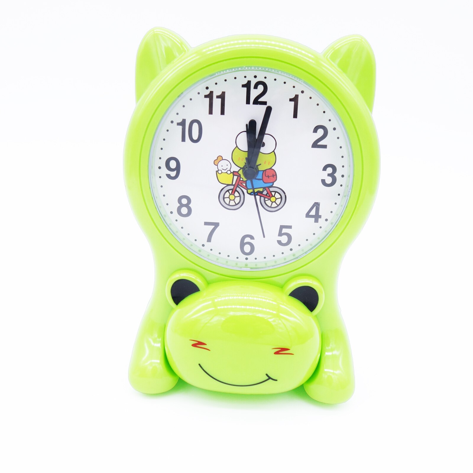 Ceas decorativ, cu alarma, in forma de animalut, Liliac, verde, 16 cm